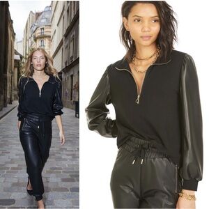 Generation Love Faux Vegan Leather Lola Half Zip Puff Long Sleeve Sweatshirt